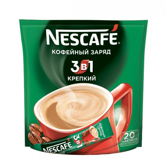 Кофе Нескафе 3в1 крепкий 20 пакетиков (упаковка 24 шт)