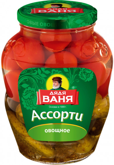 Ассорти огурцы и томаты Дядя Ваня 1800 гр (упаковка 6 шт)