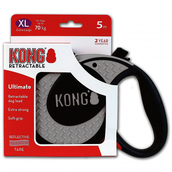 Рулетка KONG Ultimate для собак (весом до 70 кг), размер XL, лента 5 метров, серая
