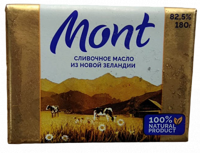 Масло сливочное традиционное MONT 82,5% 400гр (упаковка 12 шт)