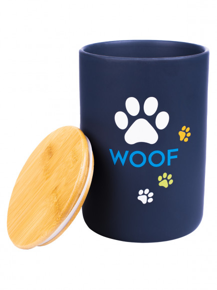 КерамикАрт бокс керамический для хранения корма для собак WOOF 1900 мл, черный