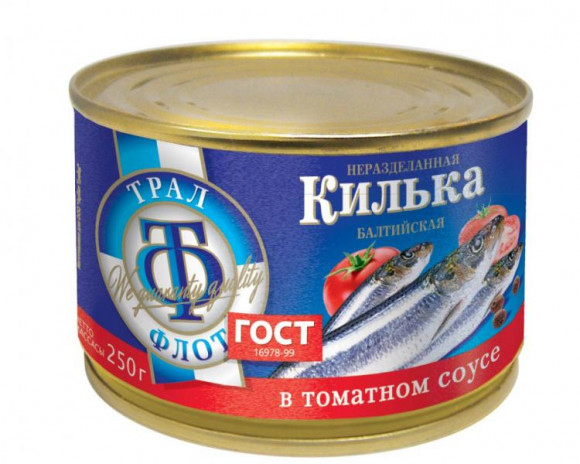 Килька балтийская неразделанная в томатном соусе №6 250 гр (упаковка 48 шт)