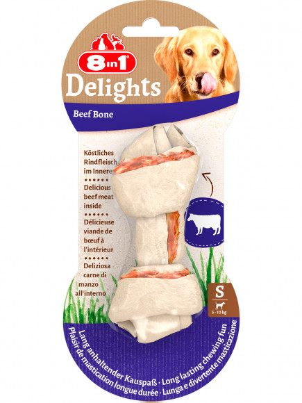 8in1 DELIGHTS Beef S косточка с говядиной для мелких и средних собак 11 см