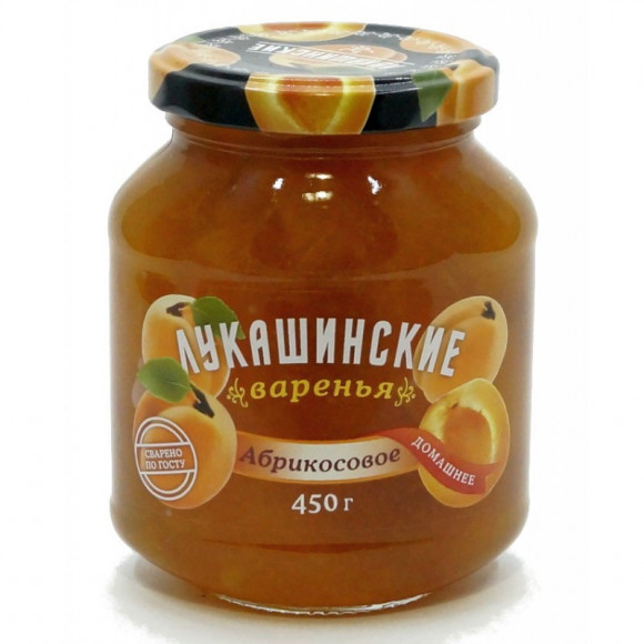 Варенье Лукашинские абрикосовое 450 гр (упаковка 6 шт)