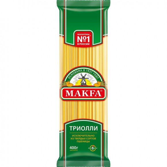 Макароны Макфа 0,4кг Спагетти Триолли (упаковка 20 шт)