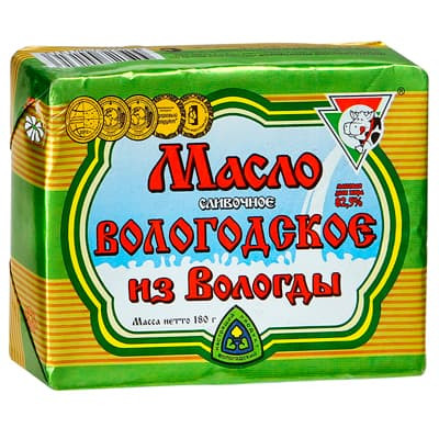 Масло сливочное Вологодское 82,5% 450гр (упаковка 20 шт)