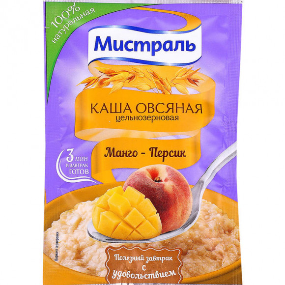 Каша овсяная Мистраль манго-персик 40 гр (упаковка 25 шт)