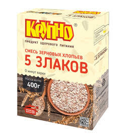 Смесь зерновых хлопьев 5 злаков Крупно 400 гр (упаковка 21 шт)