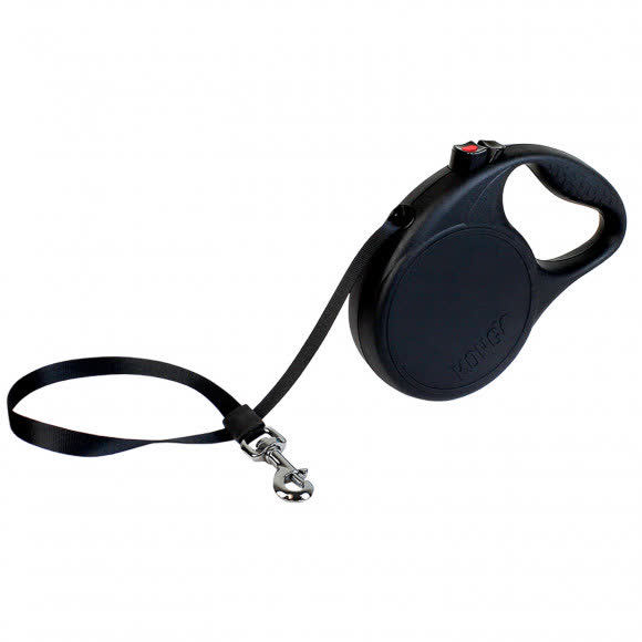 Рулетка KONG Trail для собак (весом до 30 кг), размер M, лента 5 метров, черная Рулетка KONG Trail для собак (весом до 30 кг), размер M, лента 5 метров, черная