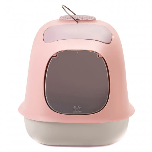 United Pets био-туалет "Minù" в комплекте с совочком, пакетами для уборки и угольным фильтром, 40х40х50 см, розовый/серый