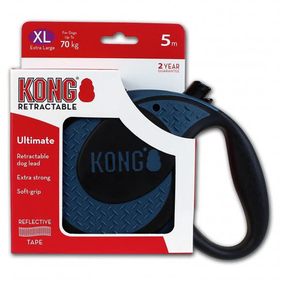 Рулетка KONG Ultimate для собак (весом до 70 кг), размер XL, лента 5 метров, синяя