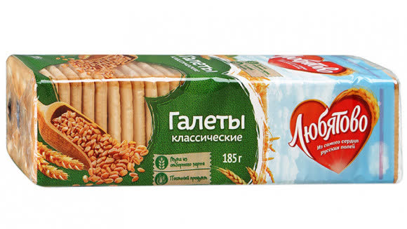 Галеты Любятово классические 185 гр (упаковка 30 шт)