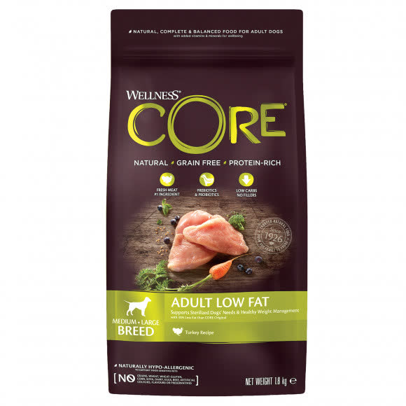 CORE Корм со сниженным содержанием жира из индейки с курицей для взрослых собак средних и крупных пород 1,8 кг