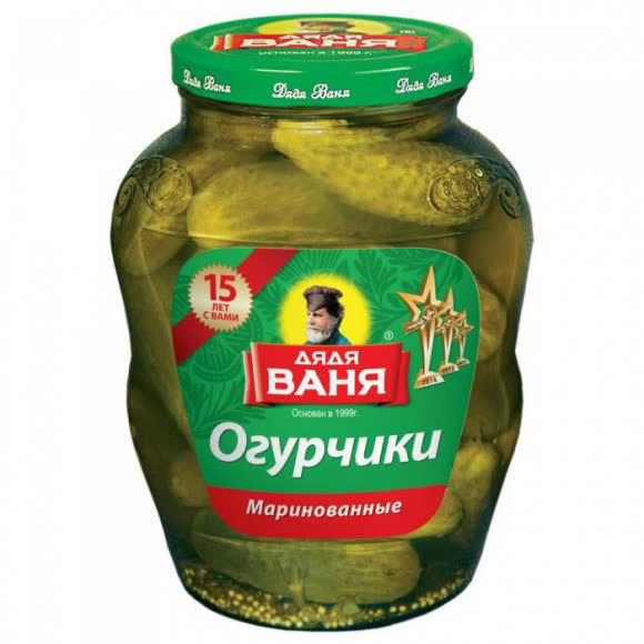 Огурчики маринованные слабокислые Дядя Ваня 1800 гр (упаковка 6 шт)