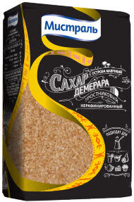 Сахар Демерара Мистраль коричневый 500 г (упаковка 12 шт)