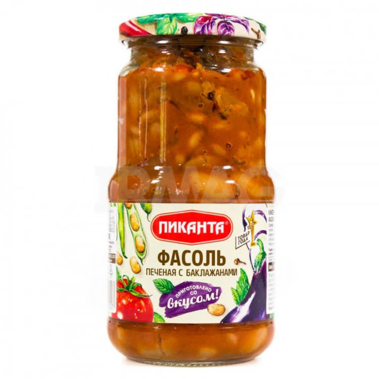 Фасоль печеная с баклажанами Пиканта 530 гр (упаковка 6 шт) оптом ...