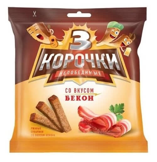 Сухарики 3 Корочки ржан. 100г. 1х25 Бекон (ПС180) (П-81 Р-9)