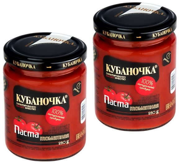 Томатная паста стекло 12х500гр (КУБАНОЧКА) (80)