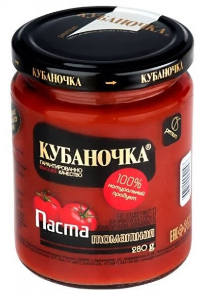 Томатная паста стекло 12х500гр (КУБАНОЧКА) (80)
