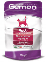 Gemon Cat Pouch паучи для кошек кусочки говядины с овощами 100г Gemon Cat Pouch паучи для кошек кусочки говядины с овощами 100г