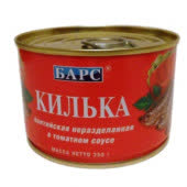 Килька балтийская КЛЮЧ нераздел. в том.соусе Ж/б 24х250гр №6 (БАРС) (112)