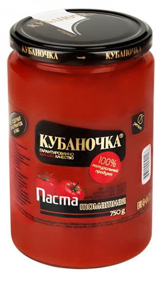 Томатная паста стекло 12х750гр (КУБАНОЧКА) (80)