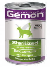 Gemon Cat Sterilised консервы для стерилизованных кошек кусочки кролика 415г