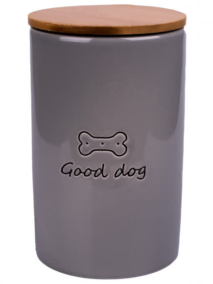 КерамикАрт бокс керамический для хранения корма для собак GOOD DOG 850 мл, серый