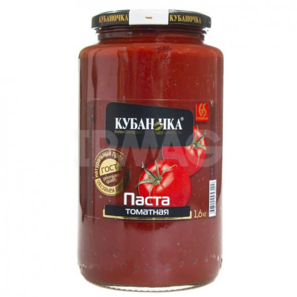 Томатная паста стекло 6х1600гр (КУБАНОЧКА) (50)