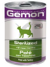 Gemon Cat Sterilised консервы для стерилизованных кошек паштет индейка 400г