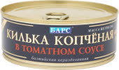 Килька балтийская копченая в том.соусе Ж/б 24х250гр №3 (БАРС) (112)