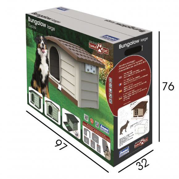 BAMA PET будка для собак BUNGALOW L 101х94х77h см, пластик, бежевая