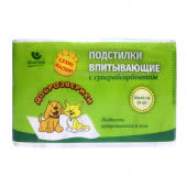 Доброзверики подстилки впитывающие для животных с суперабсорбентом 60х40 см, 30 шт. "Сухие лапки"