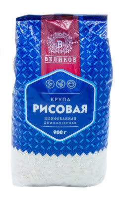 Рис длиннозерный Великое 900 гр (упаковка 12 шт)