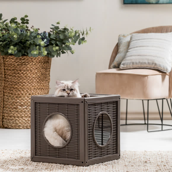 BAMA PET домик для кошек QUBLO 35x35x35h см, бежевый BAMA PET домик для кошек QUBLO 35x35x35h см, бежевый