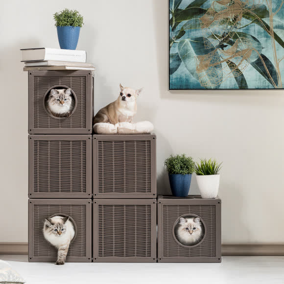 BAMA PET домик для кошек QUBLO 35x35x35h см, бежевый BAMA PET домик для кошек QUBLO 35x35x35h см, бежевый