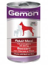 Gemon Dog Maxi консервы для собак крупных пород кусочки говядины с рисом 1250г