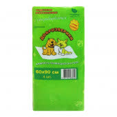 Доброзверики подстилки впитывающие для животных с суперабсорбентом 60х90 см, 4 шт. "Сухие лапки"