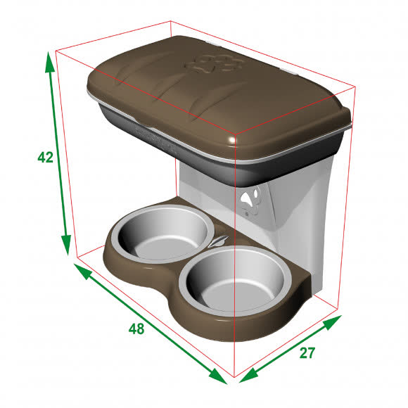 BAMA PET миска для собак настенная двойная 1600 мл 48х27х42h см, бежевая BAMA PET миска для собак настенная двойная 1600 мл 48х27х42h см, бежевая