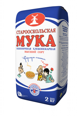 Мука Старооскольская Синий мотив 2 кг (упаковка 6 шт)