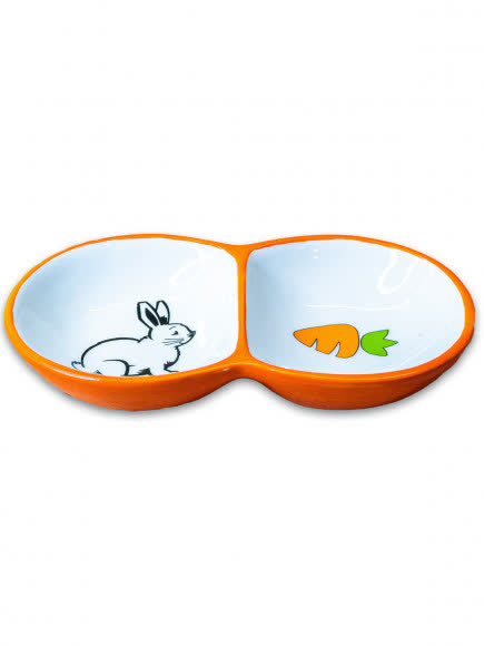 КерамикАрт миска для грызунов двойная 2х50мл, оранжевая КерамикАрт миска для грызунов двойная 2х50мл, оранжевая