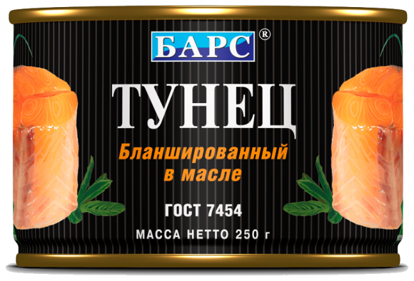 Тунец бланш. в масле 24х250гр (БАРС) (100)