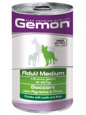 Gemon Dog Medium консервы для собак средних пород кусочки ягненка с рисом 1250г