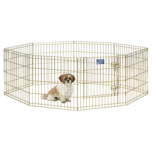 Вольер MidWest для собак 8 панелей 61х61h см, с дверью позолоченный цинк