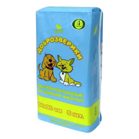 Доброзверики подстилки для животных 60х90, 5 шт. "Экономичная упаковка" Доброзверики подстилки для животных 60х90, 5 шт. "Экономичная упаковка"