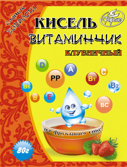 Кисель Фарсис Витаминчик клубничный 60гр (упаковка 20 шт)