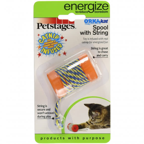Petstages игрушка для кошек Energize "ОРКА катушка с веревочкой" 6 см Petstages игрушка для кошек Energize "ОРКА катушка с веревочкой" 6 см