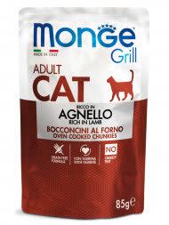 Monge Cat Grill Pouch паучи для взрослых кошек новозеландский ягненок 85г Monge Cat Grill Pouch паучи для взрослых кошек новозеландский ягненок 85г