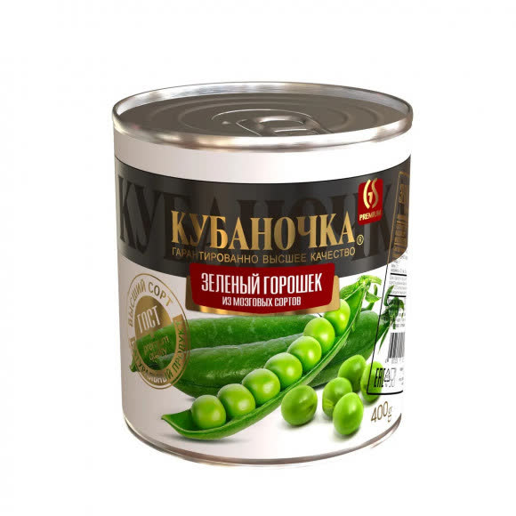 Горошек зеленый ж/б 12х400гр (КУБАНОЧКА) (140)