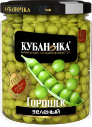 Горошек зеленый с/б 12х460 гр. (КУБАНОЧКА) (80) Горошек зеленый с/б 12х460 гр. (КУБАНОЧКА) (80)